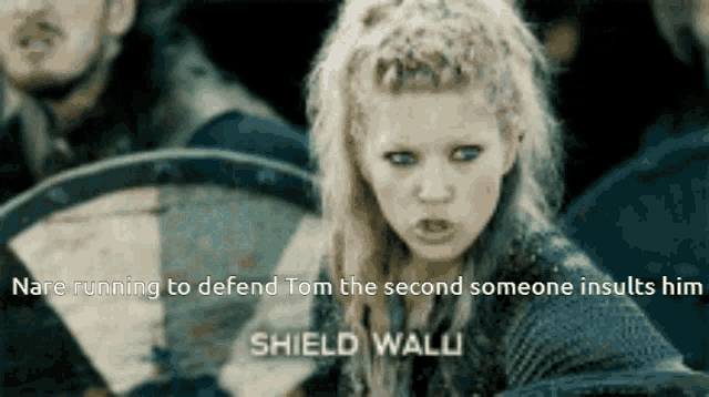 a woman is running to defend tom the second someone insults him shield wallu