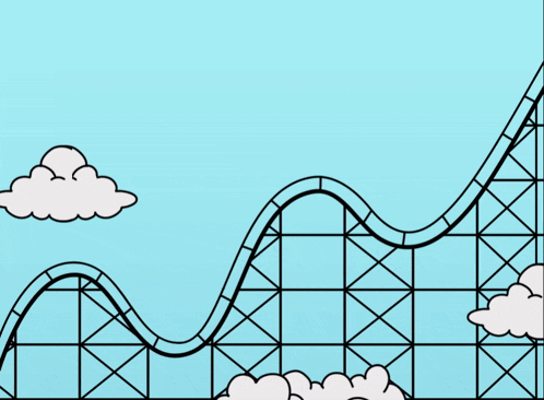 a cartoon of a roller coaster with a hippo on a heart