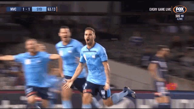 a soccer game is being broadcasted on fox sports