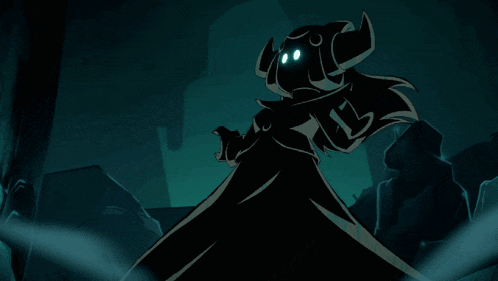 a cartoon character with glowing eyes and a smiley face