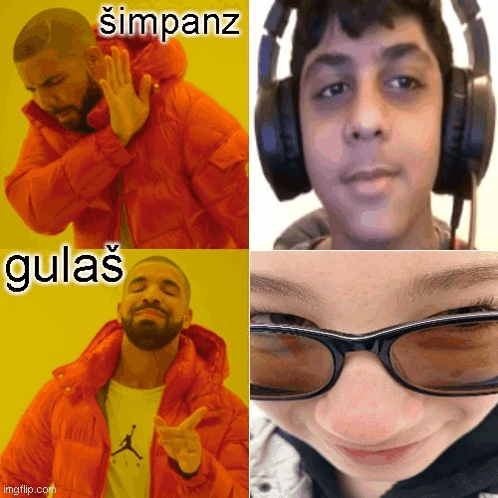 a man wearing headphones and sunglasses has the word simpanz written on his chest