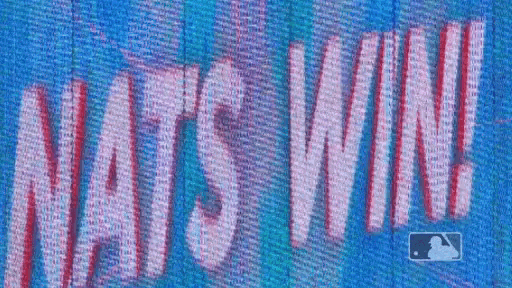a blue background with the words nats win written on it