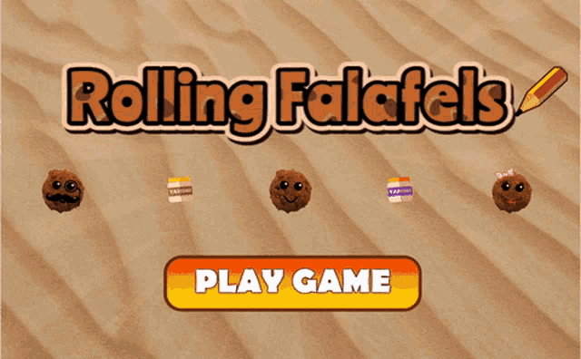 an advertisement for a game called rolling falafels