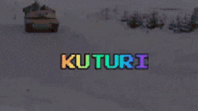 a picture of a tank in the snow with the word kuturi on the bottom right