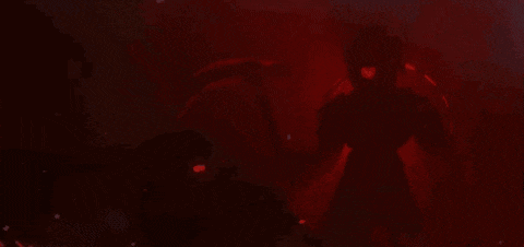 a silhouette of a robot with a red light around it