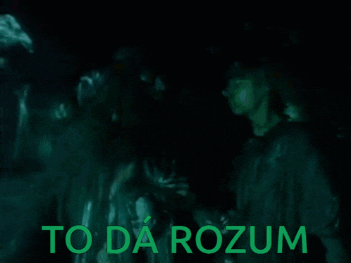 a dark background with the words to da rozum in green letters