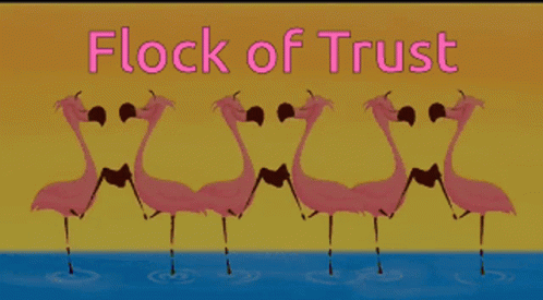 Flock Of Trust Flamingo Family GIF - Flock Of Trust Flamingo Family Bennyshilling GIFs