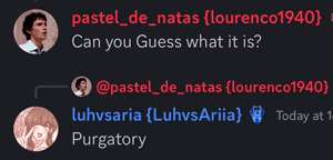 a screenshot of a conversation between pastel and purgatory