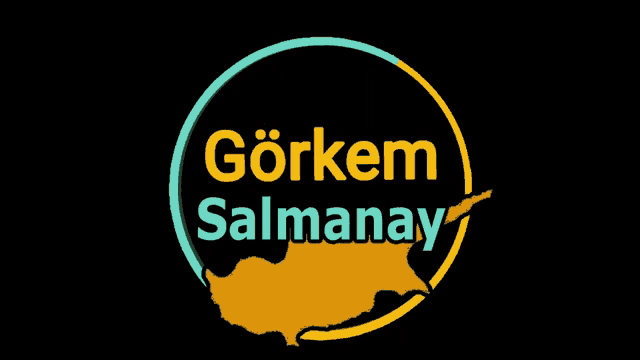 a logo for gorkem salmanay has a map of cyprus in the center