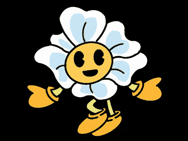 a cartoon drawing of a flower with a smiley face