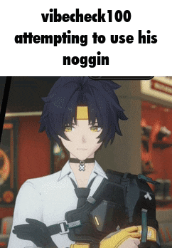 a picture of a person with the words " vibecheck 100 attempting to use his noggin " on it