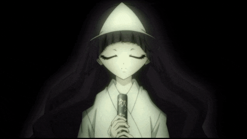 a cartoon character is holding a knife with a red eye