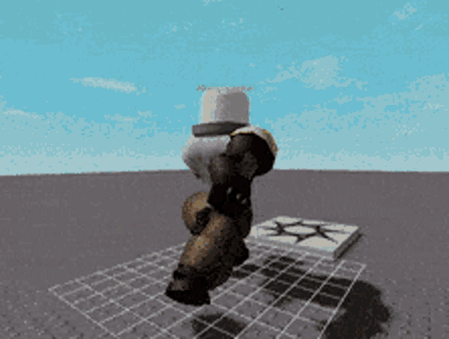 a person in a top hat is standing on a grid in a video game