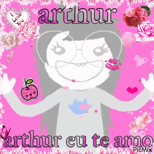 a picture of a girl with glasses and the name arthur