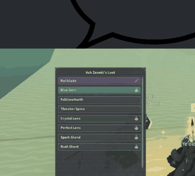 a screenshot of a video game that says ash zeneki 's loot