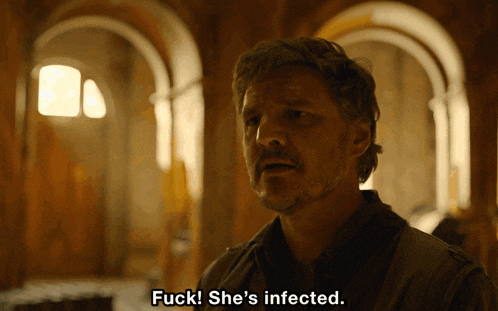 a man says " fuck she 's infected " in front of arches