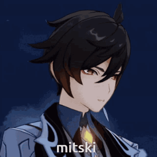 a cartoon character with the name mitski on the bottom right