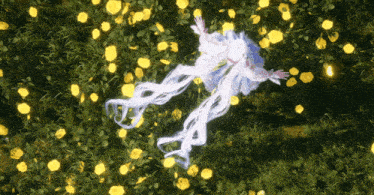 a painting of a woman laying in a field of flowers