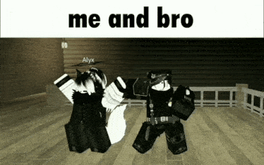 a screenshot of a video game with the words " me and bro "