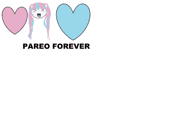 a white background with three hearts and the words pareo forever on it