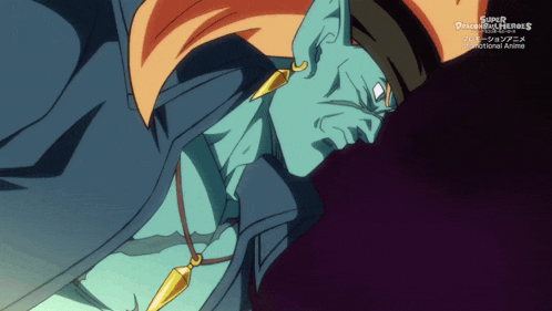 a cartoon of a man with the words super dragonball heroes on the bottom