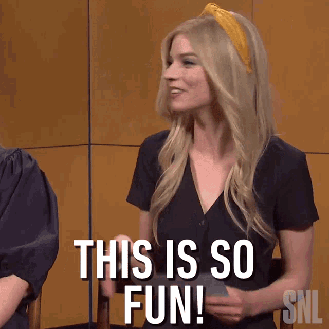 a woman says " this is so fun " in a snl advertisement