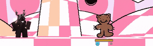 a cartoon drawing of a teddy bear standing next to a deer