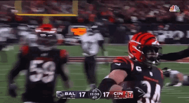 a football game is being played between bal 17 and cincinnati