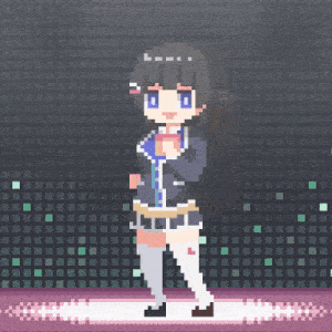 a pixel art of a girl with long hair