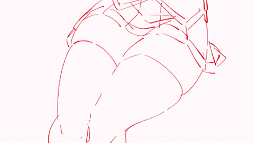 a red line drawing of a woman 's butt