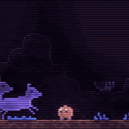 a purple background with a few lines and a few letters