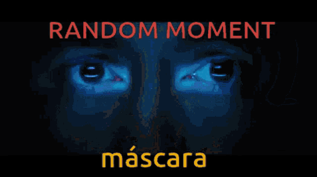 a blue background with the words random moment mascara in red