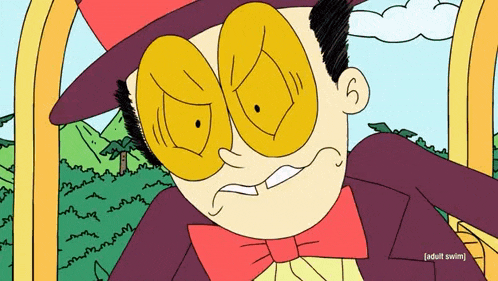 a cartoon of a man wearing a mask and a red bow tie with the words adult swim at the bottom