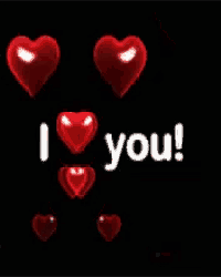 a black background with red hearts and the word i love you