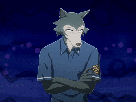 a cartoon character with a wolf 's head and a blue shirt