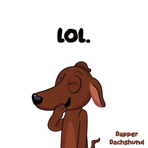 a cartoon of a dachshund that says lol on it