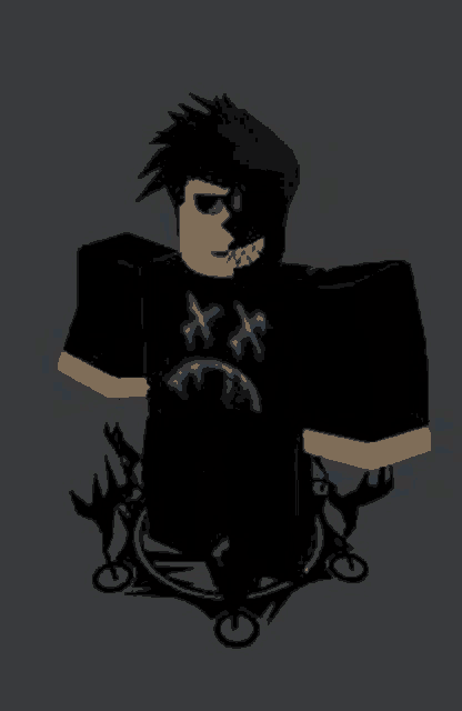a 3d model of a roblox character with a smiley face on his shirt .