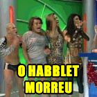 a group of people standing next to each other with the words o habblet morreu