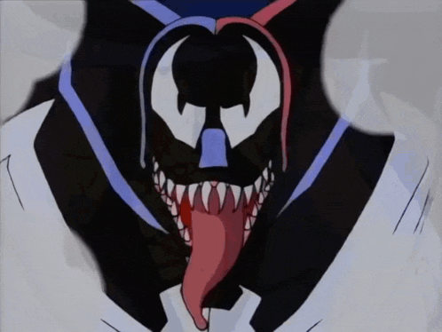 a cartoon of venom with his tongue out
