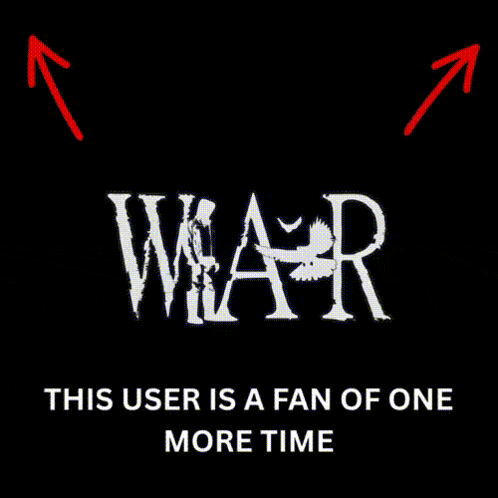 the word war is on a black background with red arrows pointing up