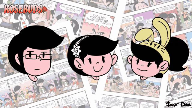 a collage of cartoon characters with the word rosebuds on the top