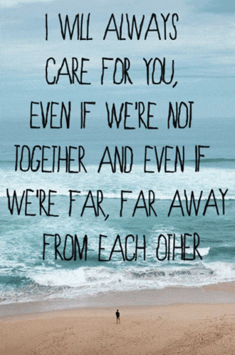 a beach with a quote that says i will always care for you
