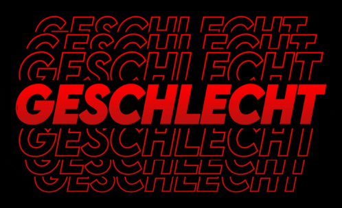 a black background with red letters that says geschlecht