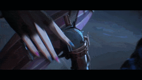 a painting of jinx holding a gun next to vi
