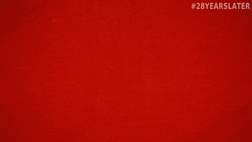 a red background with a biohazard symbol and the words 28 years later