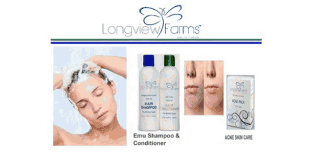 bottles of longview farms hair products are on display