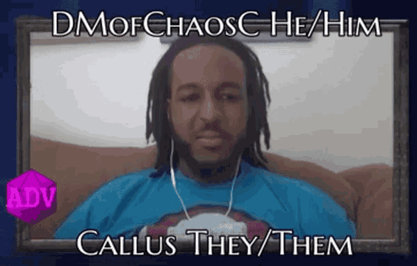 a man with dreadlocks is sitting on a couch with the words callus they them on the bottom