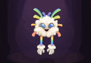 a cartoon character is flying through the air with rainbow colored arms .