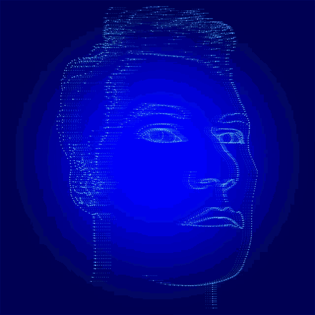 a drawing of a man 's face made up of dots