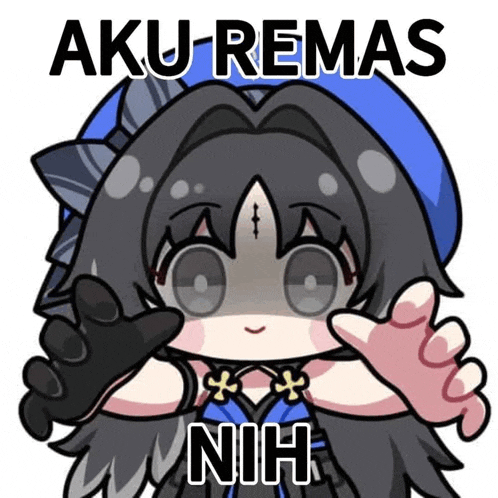 a cartoon of a girl with the words aku remas nih written on the bottom